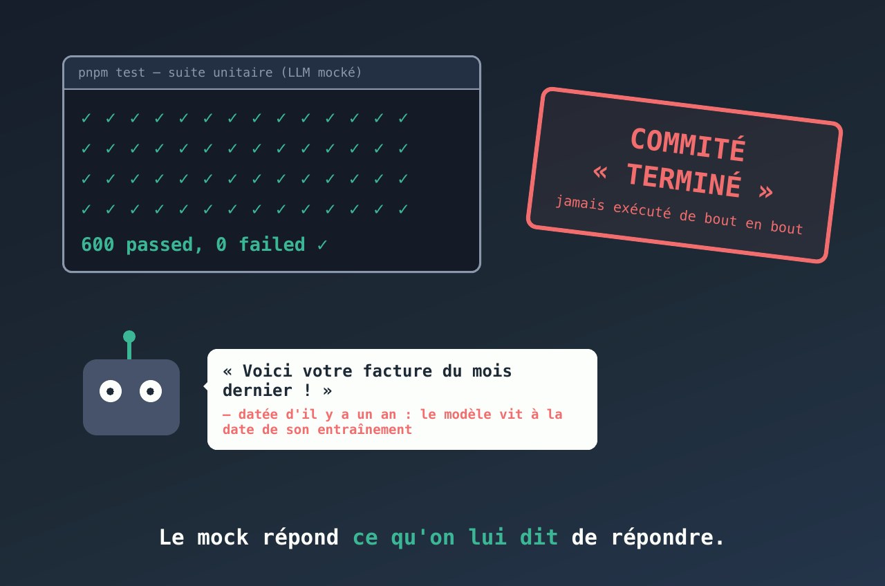 600 tests verts, et l'application n'avait jamais tourné : tester une app LLM pour de vrai