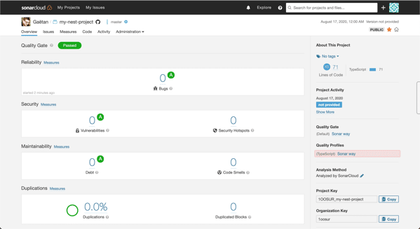 Analyze finish sonardcloud