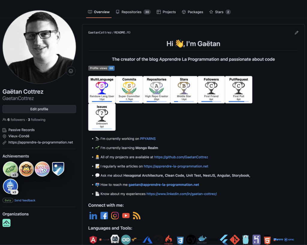 profil github GaetanCottrez